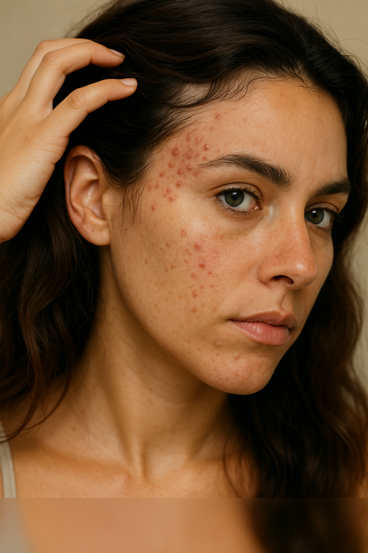 Acné des tempes : causes, frottements, cheveux et solutions | Nirvita